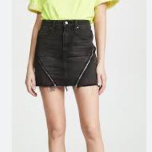 Hudson viper black mini denim distressed jean skirt